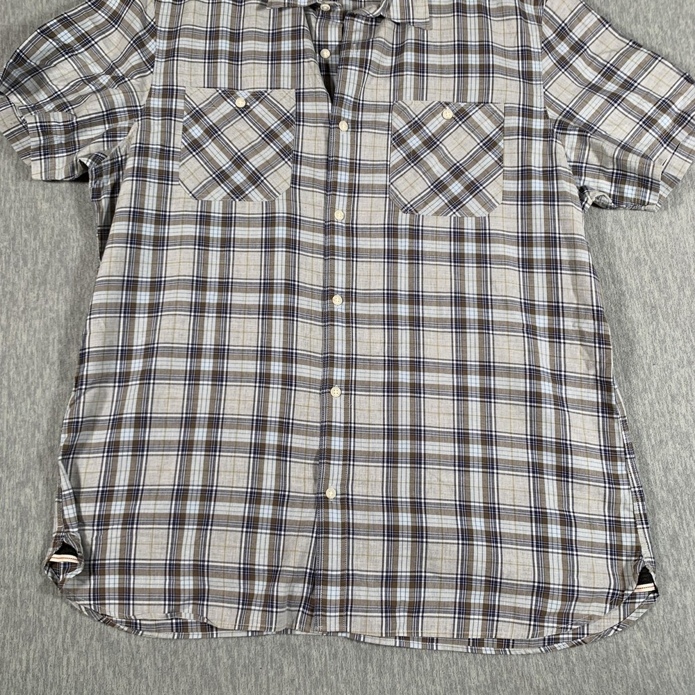Banana Republic Shirt Mens XL Gray Plaid Camden Fit Short Sleeve Button Front - Picture 3 of 10